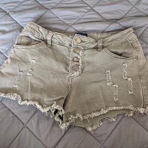 5 button shorts - green khaki